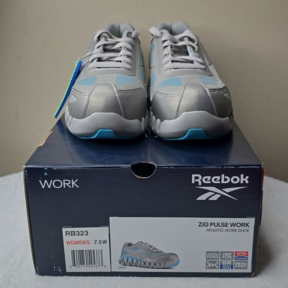 NIB Reebok Zig Pulse Work EH Comp Toe Sz 7.5 Wide Color:Grey/Powder Blue - Picture 8 of 11